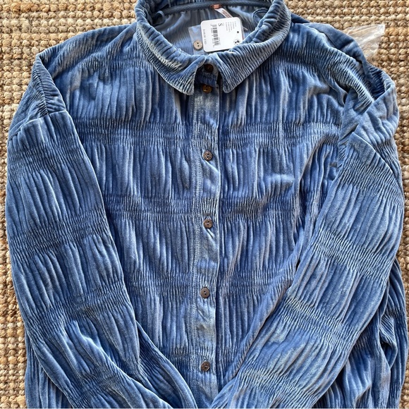 NEW Free People My Best Top Button Down In Eventide Blue - Picture 9 of 16